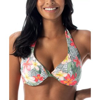 Freya Women's Coco Wave Underwire Halter Bikini Top - Black, 28E, Banded Design, Microfiber Blend