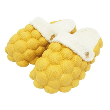 

CoCopeanut New Winter Warm Bubble Slippers Cotton Fulffy Fur Slippers 2022 Women Men Waterproof Plus Velvet Indoor Couple Home Slippers