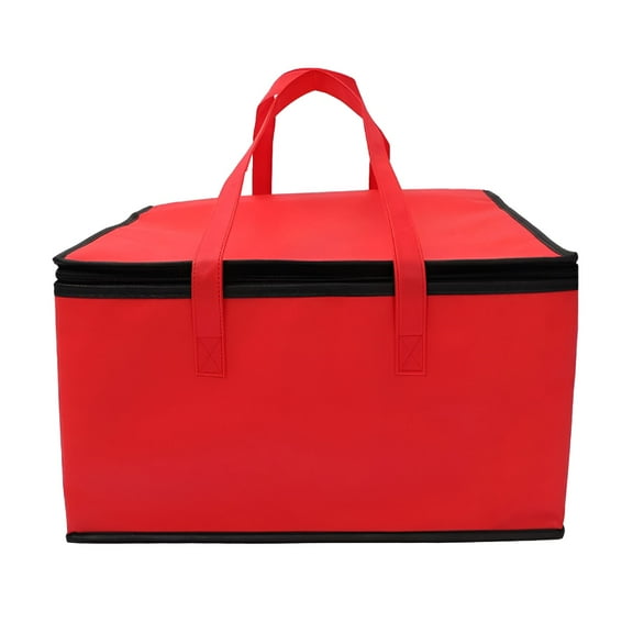 LAMIRO Insulated Food Delivery Bag - Foldable Heavy Duty Grocery Pizza Tote for Hot or Cold Food Carrier,Catering,Restaurants (Red)