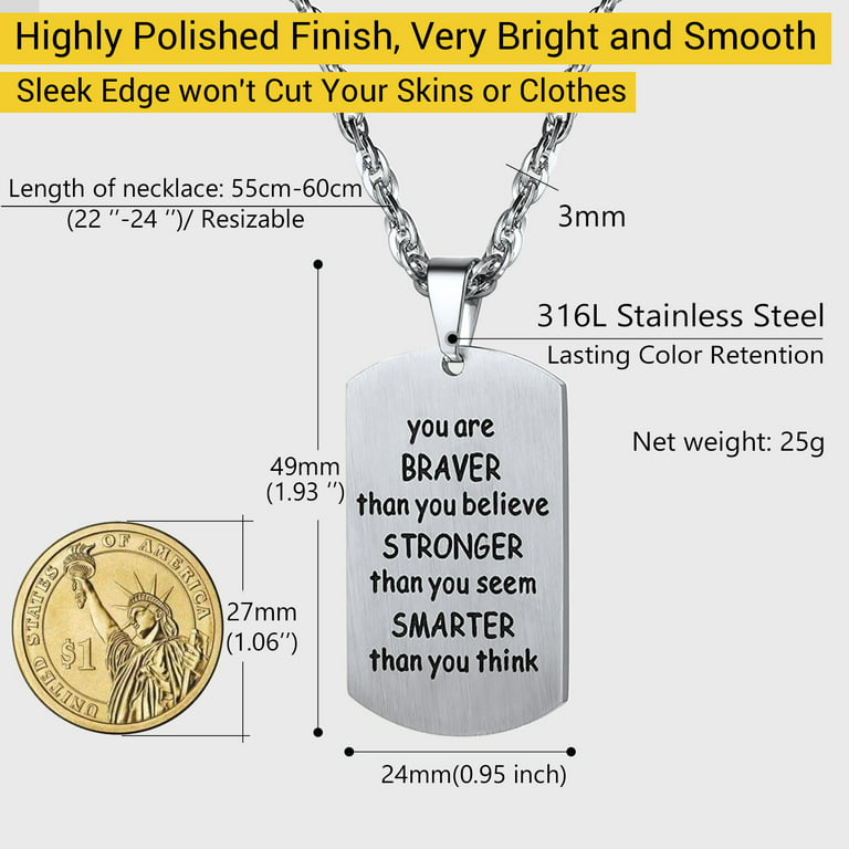 PROSTEEL Dog Tag Cross Necklace for Men Boys Stainless Steel Silver Pendant  Chain Bible Verse Inspirational Religious Christian Jewelry Gifts, Military  Tag with Words 
