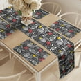 thumbnail image 2 of Ambesonne Modern Table Runner & Placemats, Owl Crown Boots Teacup Book, Placemat 4 pcs + Runner 16"x90", Charcoal Grey Yellow, 2 of 2