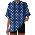 thumbnail image 5 of Bmawag Tops for Women Plus Size Short Sleeve Crew Neck Polka Dot Lightweight Tops Blouses Women's Spring Summer Casual Vacation Leisure Loungewear Navy XL, 5 of 8