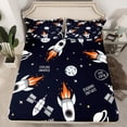 thumbnail image 2 of jejeloiu Cartoon Rocket Twin Sheet Sets,Galaxy Universe Twin Fitted Sheet,White Black Flat Sheet For Boys,Luxury Bedroom Decor,3 Pieces, 2 of 7