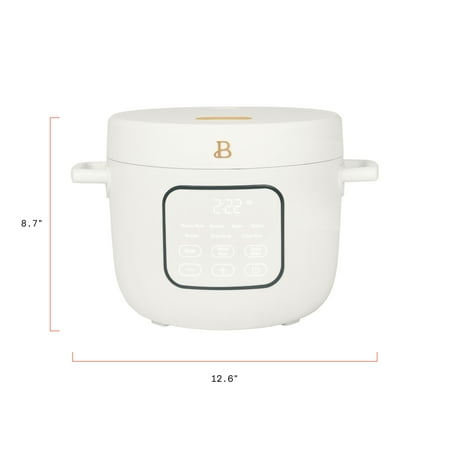 Beautiful 14-Cup Cooked, 6-Cups Uncooked Electric Rice and Grain Cooker, EverGood™ Ceramic Nonstick Coating, White Icing by Drew Barrymore