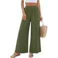 thumbnail image 4 of VEKDONE Womens Elastic Waist Palazzo Pants Casual Baggy Wide Leg Pants with Pockets Summer Lounge Straight Trousers Army Green XL, 4 of 7