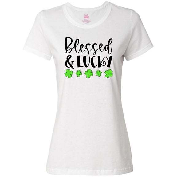 Inktastic Blessed and Lucky 4 Leaf Clovers St. Patrick's Day Women's T-Shirt