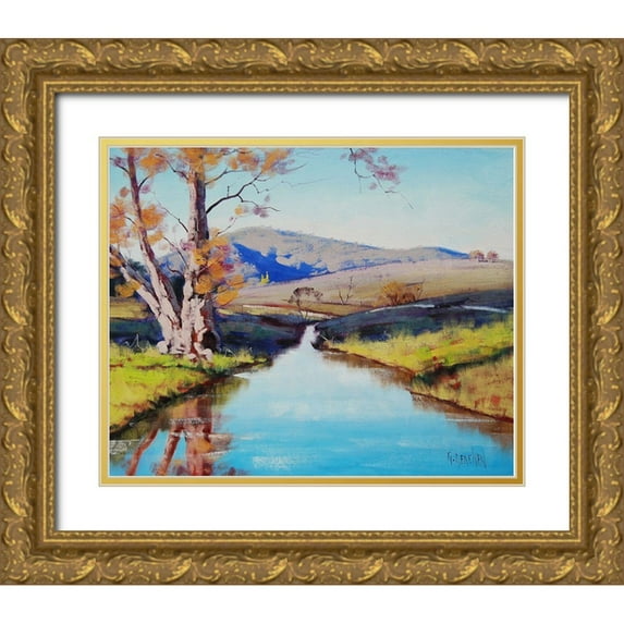 Gercken, Graham 31x26 Gold Ornate Wood Framed with Double Matting Museum Art Print Titled - Fish River Tarana