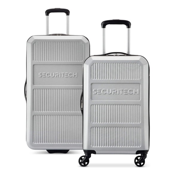 Securitech by Delsey, Asphalt 2-Piece Spinner Luggage Set, with Carry-on & Trunk, Silver