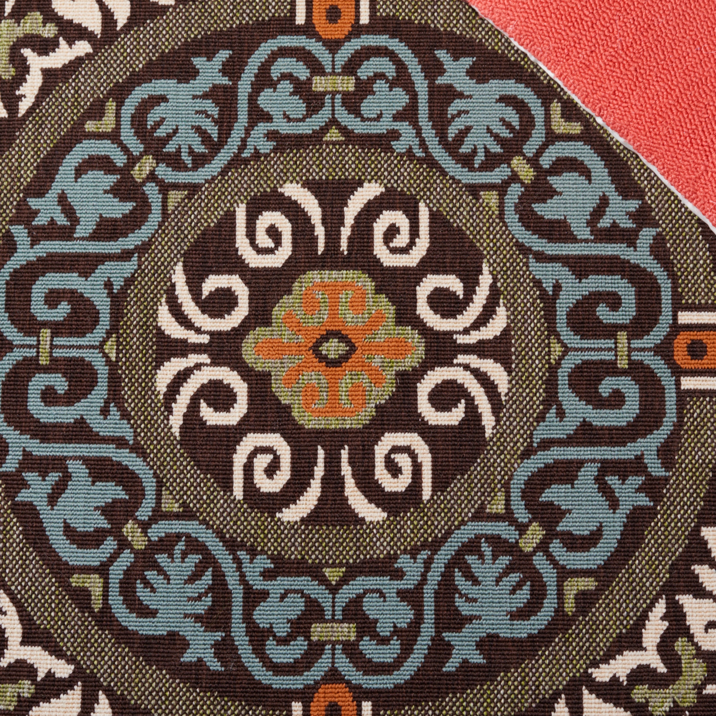 SAFAVIEH Veranda Durga Geometric Indoor/Outdoor Runner Rug, Chocolate/Aqua, 2'3" x 14'