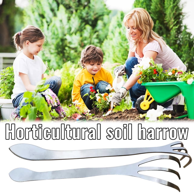 Vrorvz Stainless Steel Dual purpose Gardening Rake for Potted Planting and Maintenance with 0.8 in Wide Head and Three Claw Design Suit for Excavating and Scraping Decaying Wood