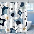 thumbnail image 2 of Kid Cute Shower Curtain, Blue Cartoon Manta Ray Starfish Printing Summer Bathroom Curtain Home Decor Waterproof Fabric Machine Washable with 12 Hooks, 2 of 6
