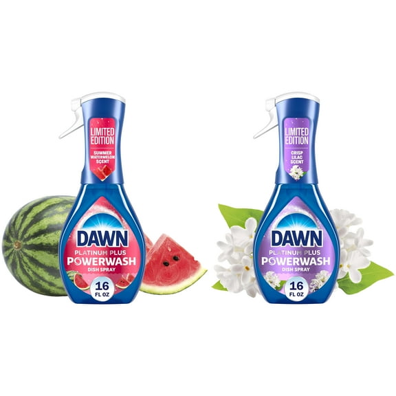 Dawn Powerwash Spray, Dish Soap, Dishwashing Liquid, Watermelon, Crisp Lilac, 2 Starter Kits, 32 Fl Oz