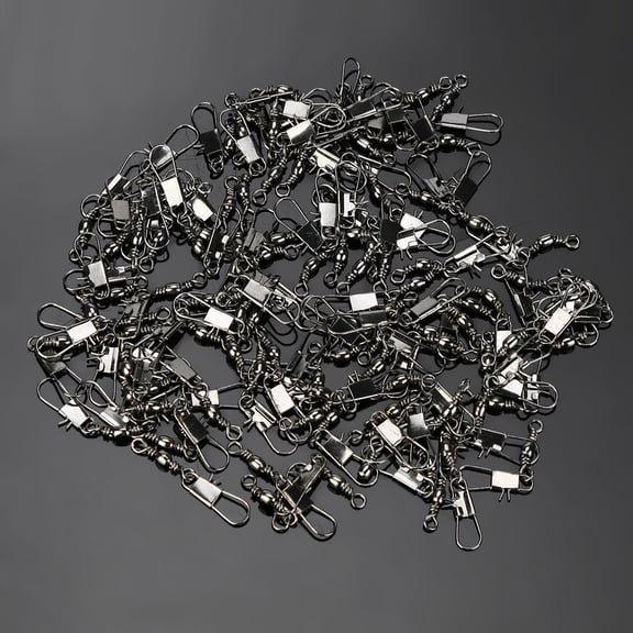 100PCS Barrel Snap Swivel Fishing Accessories, Premium Fishing Gear Equipment with Ball Bearing Swivels Snaps Connector for Quick Connect Fishing Lures
