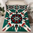 thumbnail image 2 of Manfei Teens Female Men Abstract Feather 3pcs Twin Sheet Sets,Bohemian Aztec Twin Fitted Sheet,Tribal Theme Breathable Flat Sheet,Ultra Soft Home Decor, 2 of 7