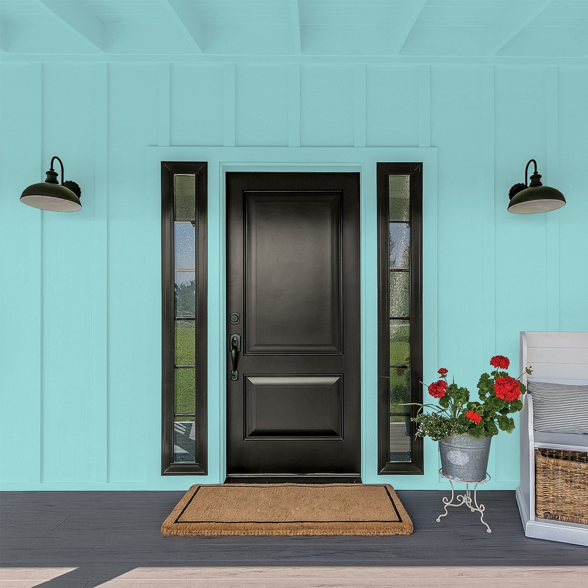 Glidden One Coat Aqua Fiesta / Blue Flat Exterior Paint with Primer, 1 Gallon