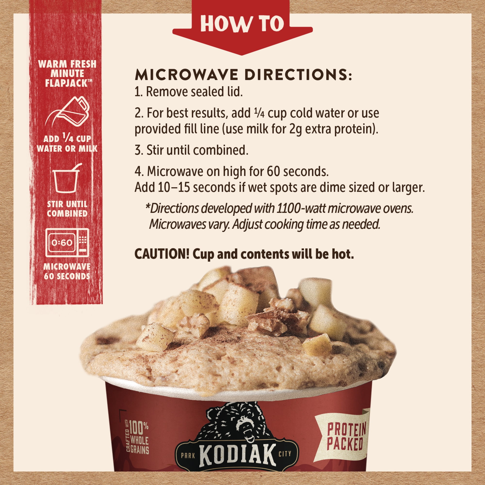 (3 pack) Kodiak Protein-Packed Cinnamon and Maple Flapjack Power Cup, 2.26 oz