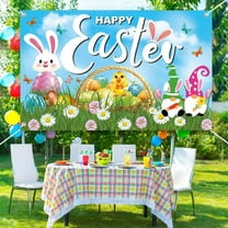 Easter Backdrop, 70.8 x 43.3 inches, Polyester, Happy Easter Design, for Photography, Party Decorations, Indoor-Outdoor Use