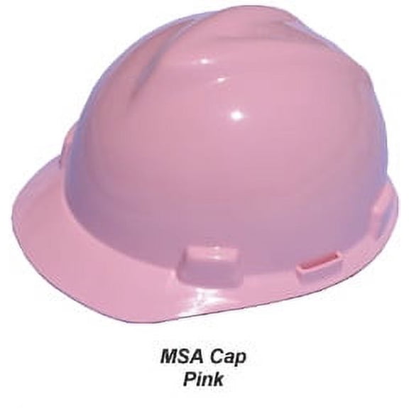MSA V-Gard cap style hard hats with ratchet suspensions, Pink