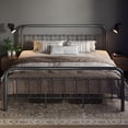 thumbnail image 2 of Allewie King Size Metal Platform Bed Frame with Victorian Style Wrought Iron-Art Headboard/Footboard, Silver Gray, 2 of 6