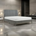 thumbnail image 6 of Queen Size Platform Bed- Channel Tufted Upholstered Back- Gray Velvet, 6 of 6