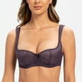 thumbnail image 3 of MELENECA Balconette Underwire Sexy Lace Bra for Women Purple 34F, 3 of 3