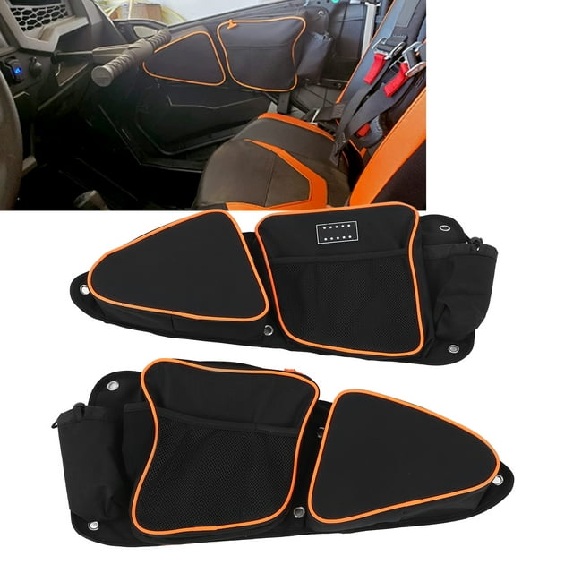 Organisateur de Porte d'Entrée, Grand Espace Sac de Rangement pour Porte Latérale Double Fermeture Éclair pour RZR UTV Remplacement pour RZR XP S 1000 S900 Noir + Rouge, Noir + Orange, Camouflage
