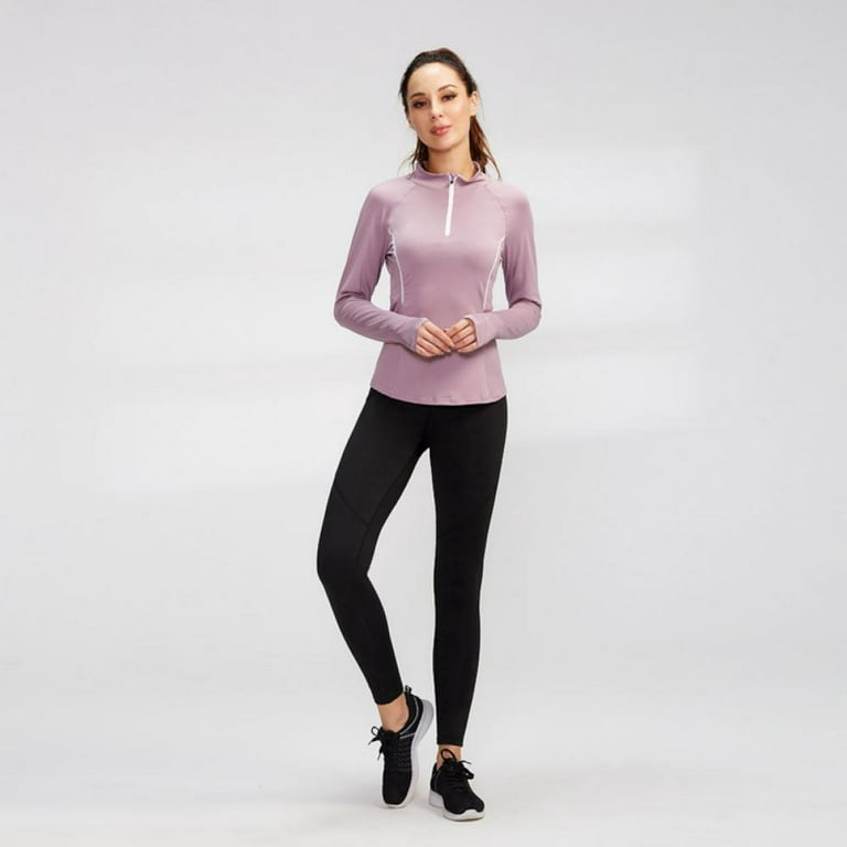 altiland Half Zip Pullover Cropped Jackets for Women Long Sleeve Workout Athletic Running Yoga Shirts
