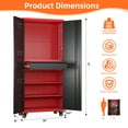 thumbnail image 6 of Aobabo Upgraded Metal Garage Cabinet with Wheels with 5 Pegboards & Drawer, 71" H Lockable Steel Tool Storage Cabinet for Garage,Home,Office,Assembly Required,Black/Red, 6 of 10