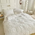 thumbnail image 3 of Rustic French Style Textured Flower Pinch Pleated White Duvet Cover Set Solid Luxury Bedding Sets,King Size, 3 of 5