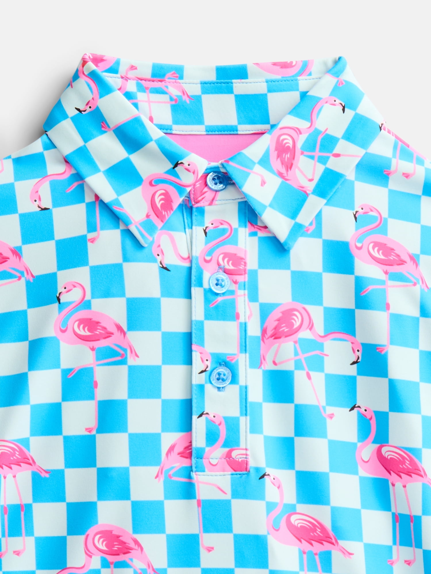 Birdie Bound Boys Checkerboard Flamingo Polo Shirt, Sizes 4-16