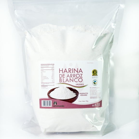 Harina de Arroz Blanco Bolsa con 1KG | Sin Gluten | SANO MUNDO