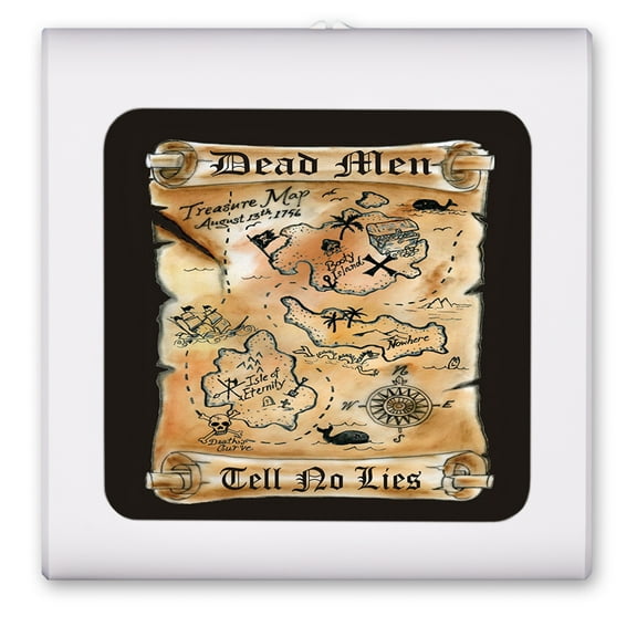 Plug in Dimmable LED Night Light with Dusk to Dawn Auto Sensor, Adjustable Brightness, Warm Light, Auto On/Off Nightlight for Bathroom, Hallway, Nursery, Bedrooms - Treasure Map