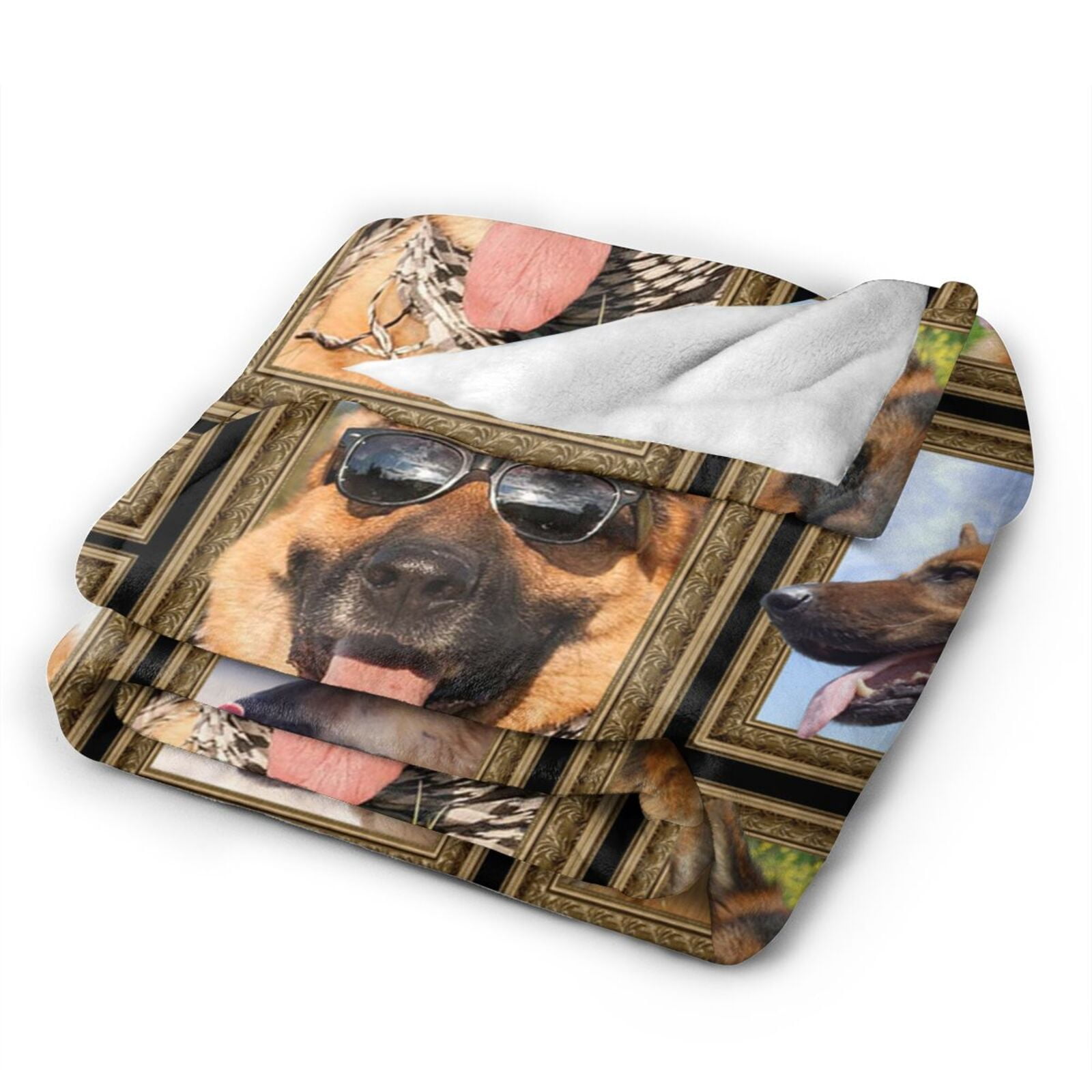 Wijzvio German Shepherd Dog Throw Blanket Soft Fuzzy Fleece Blanket For Couch Bed Living Room Decoration 50"X40"