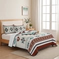 thumbnail image 5 of Twin Quilt Set 68''x86'', Boho Southwest Lightweight Summer Bedspread Coverlet Set with 2 Pillow Shams, Bohemian Country Geometric Motifs Breathable All Season Quilt Bedding for Dorm/Bedroom, 5 of 9