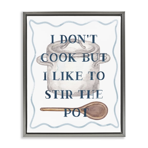 Stupell Industries Modern Funny Stir The Pot Gray Floating Frame Canvas Art, 17 x 21, by Lil' Rue