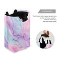 thumbnail image 3 of Foldable Laundry Hamper Bag with Handles Dirty Clothes Basket 12.6" x 11" x 22.7" Pastel Pink Marble Texture, 3 of 7