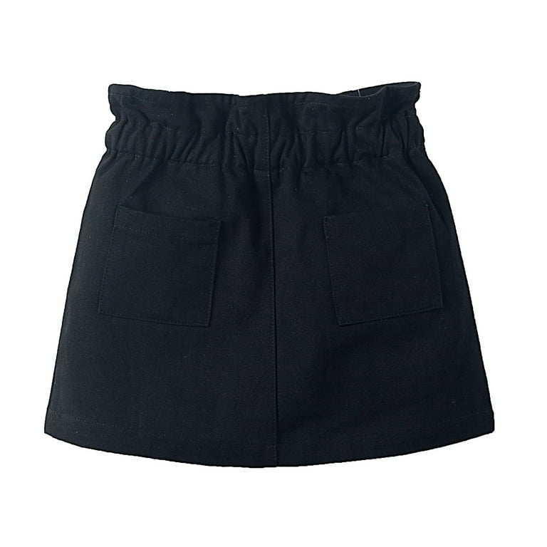 LittleSpring Girls Black Skirts Size Cotton Skirts for Kids - Main Image