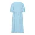 thumbnail image 5 of Bigersell formal Dresses for Teens Women's Summer Fashion Round Neck Short Sleeve Solid Color Loose Dress Female Spring Dresses Women Fit & Flare Dresses, Style 4719, Light Blue XXL, 5 of 8