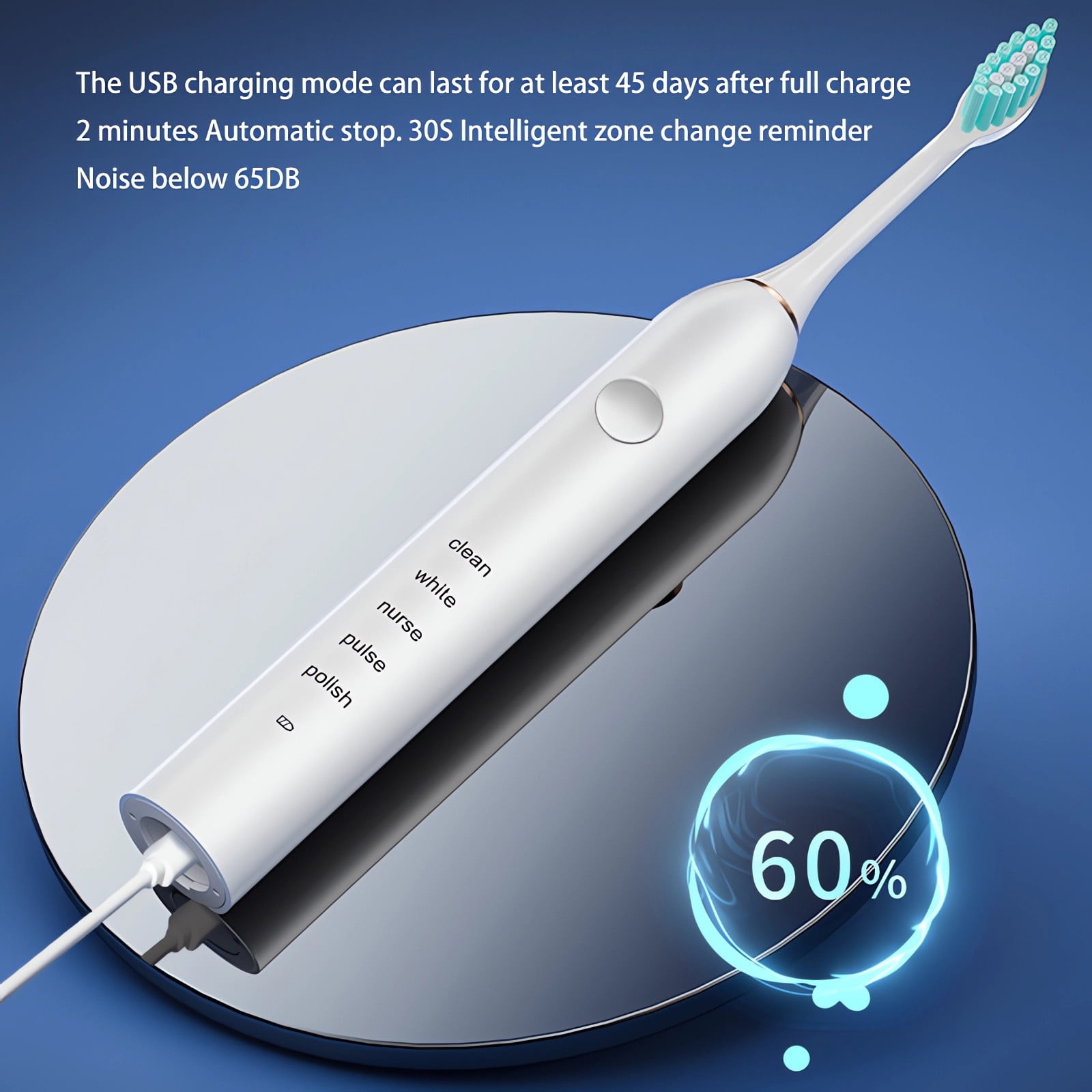 Wovilon Household Toothbrush Soft Bristle Toothbrush Rechargeable Adult Toothbrush