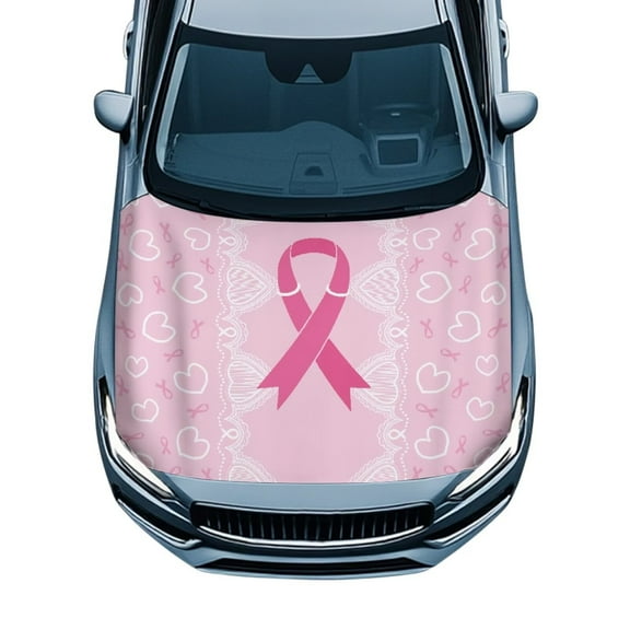 Uorisanigo Car Hood Cover Car Hood Protectors Waterproof All Weather Universal Pink Ribbon Auto Hoods Protective Accessories for SUV Sedan Truck Pickup