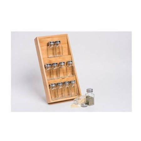 Justnile 3 Tier 100 Natural Bamboo Wood Spice Rack Cabinet Drawer