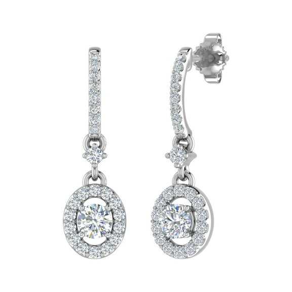 1/2 Carat Diamond Drop Earrings in 10K White Gold