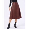 thumbnail image 3 of DARING DIVA Women's Vintage A Line Faux PU Leather Midi Skirts Small Burgundy, 3 of 6