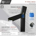 thumbnail image 4 of Stylish 12" Ht Single Handle Matte Black & Polished Chrome Vessel Bathroom Faucet B-122NC, 4 of 13