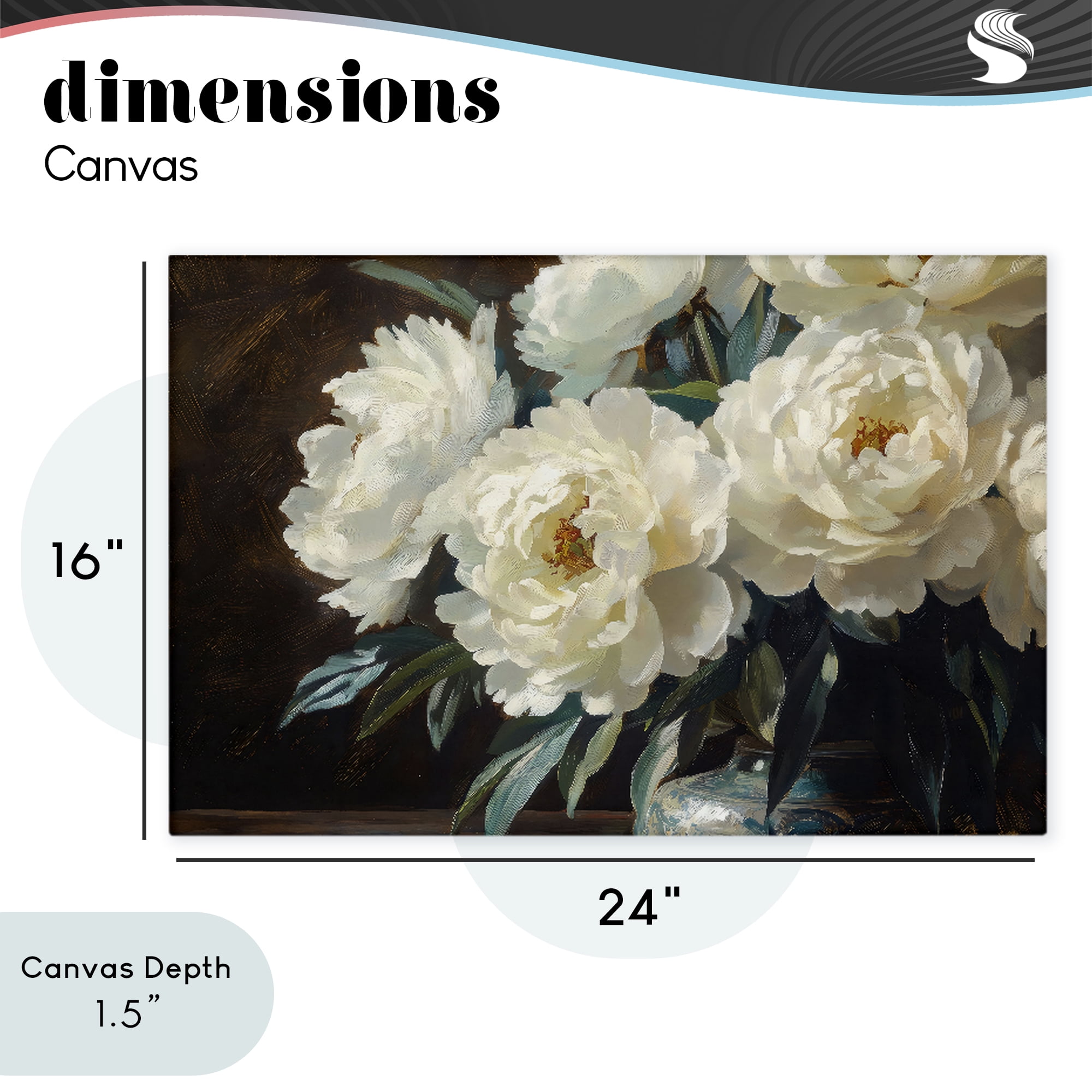 Stupell Industries Large Moody White Floral Canvas Wall Art, design by Petal Prints Design