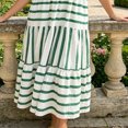 thumbnail image 5 of Morttic Women's Short Sleeve V-Neck Patchwork Stripes Midi Dress Vibrant Casual Cute Spring Summer Vacation Wear Green，L, 5 of 6