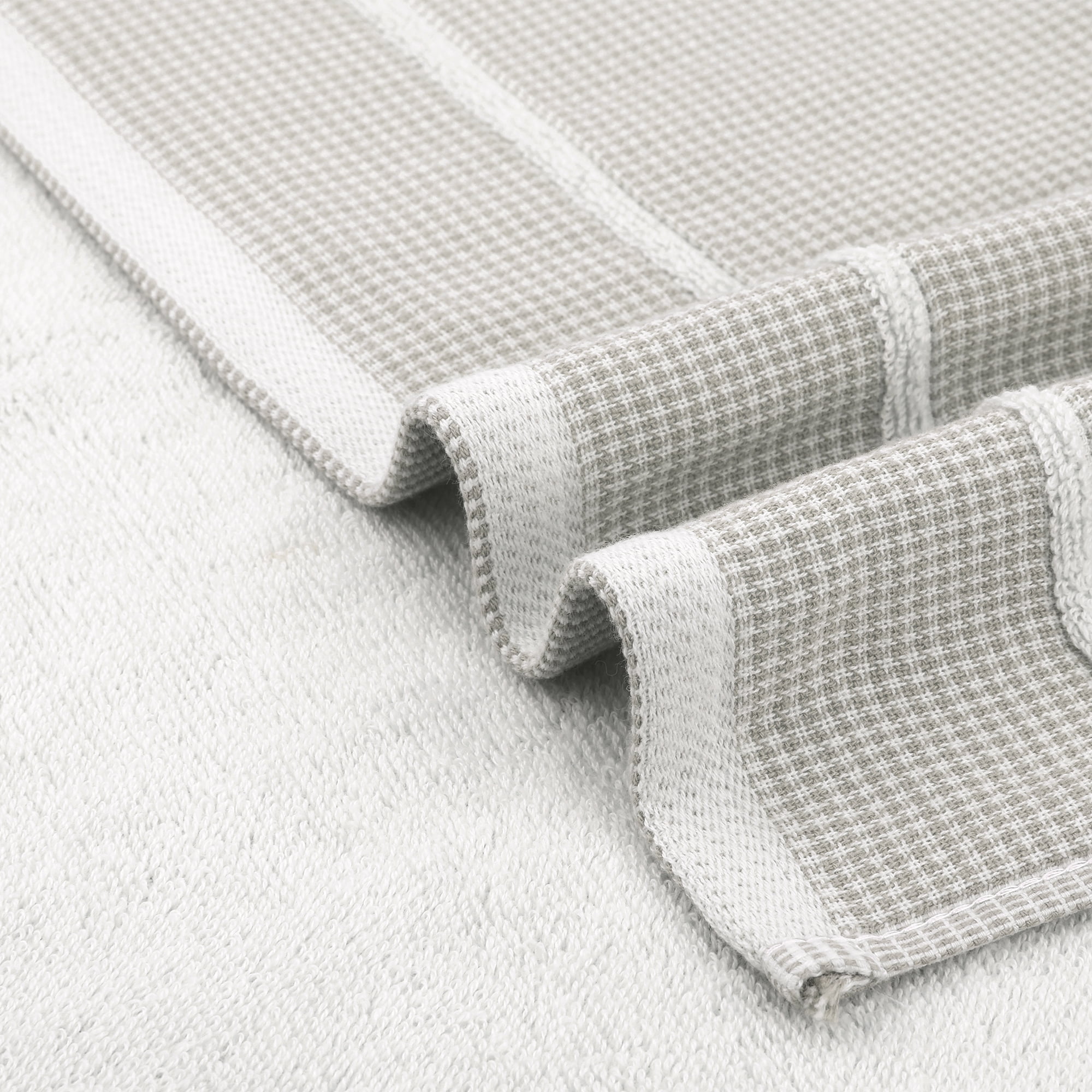 Unique Bargains Striped Decorative Hand Towel Set Cotton Face Towels Brown/Khaki 6 Pack