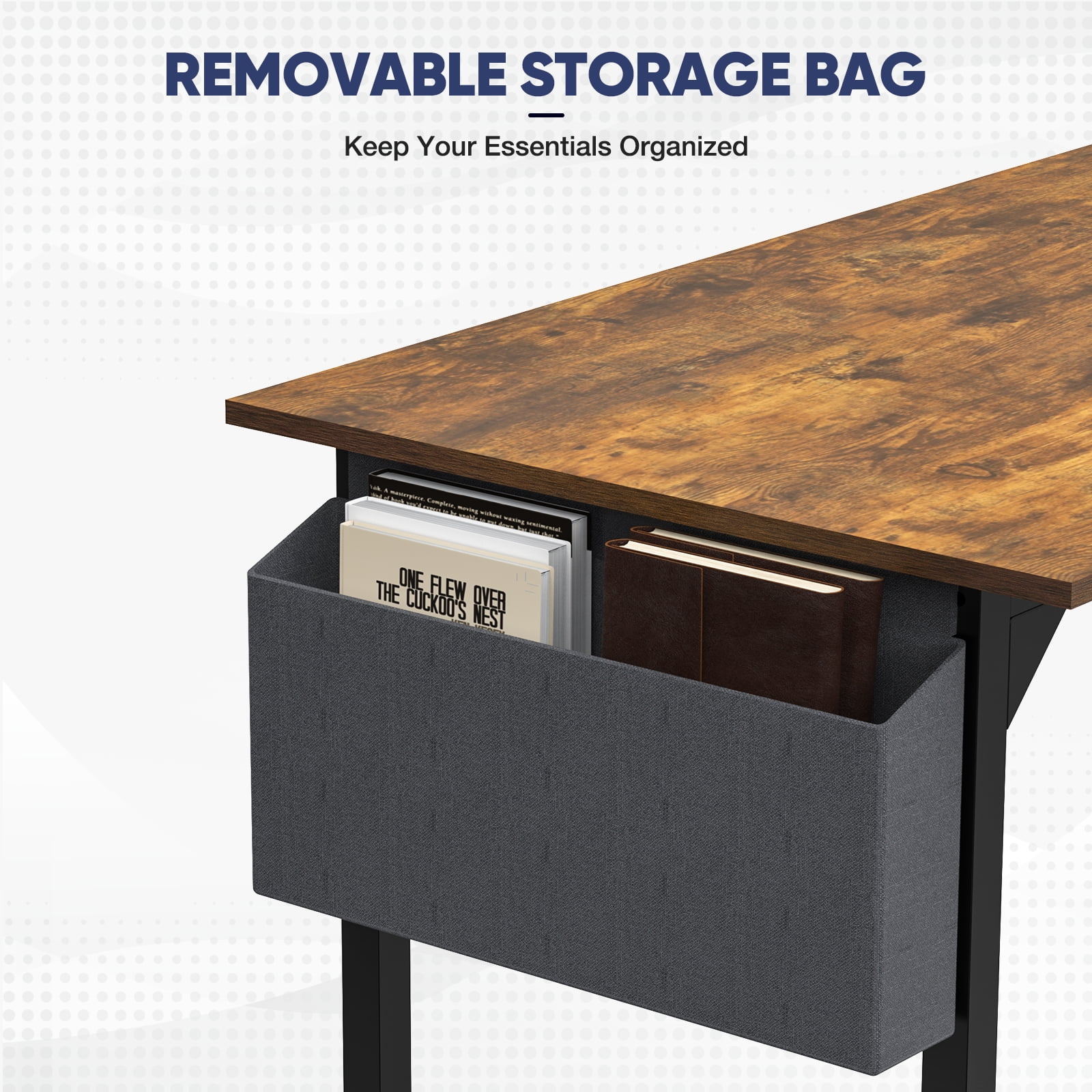 Aidoly 32 inch Small Computer Desk Writing Study Work Office Table Modern Simple with Storage Bag and Hook for Home Bedroom, Brown