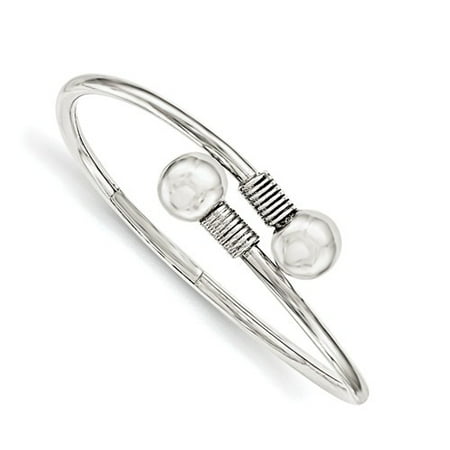 Sterling Silver 5.5in Just Like Mommy Polished Slip-on Wrap Child's Bangle Bracelet