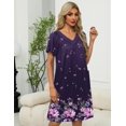 thumbnail image 3 of Ekouaer Robe for Women Short Zipper Floral Print Bathrobe Short Sleeve Pleated Neckline Robes Zip Up Comfy Night Gowns Soft Loungewear, 3 of 5